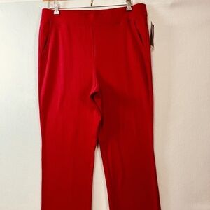 NWT Kim Rogers Red Pants 100% Cotton Stretch Pull On Trousers Women's Sz M
